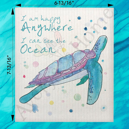 Ocean Turtle Quote Swedish Dishcloth – Peaceful Gift