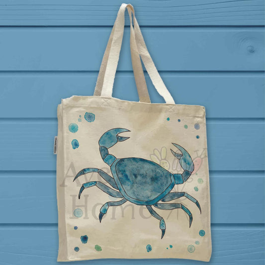 Navy Stone Crab Organic Cotton Tote Bag
