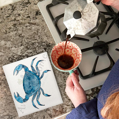 Navy Stone Crab Swedish Dishcloth