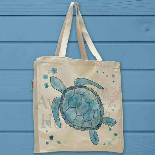 Navy Sea Turtle Organic Cotton Tote Bag