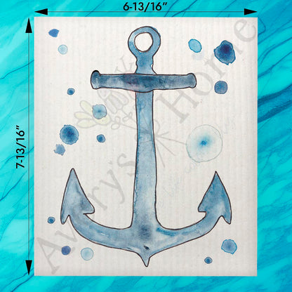 Navy Anchor Swedish Dishcloth