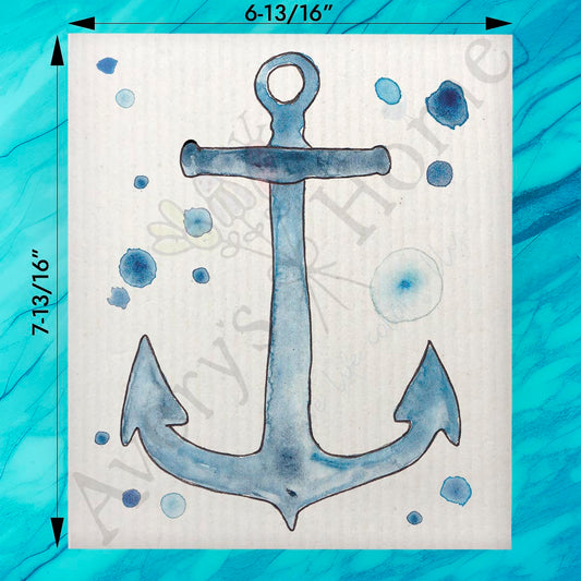 Navy Anchor Swedish Dishcloth