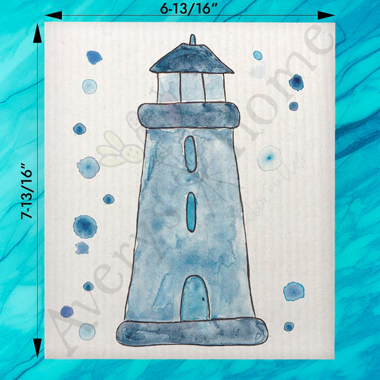 Blue Lighthouse Swedish Dishcloth – Seaside Coastal Decor