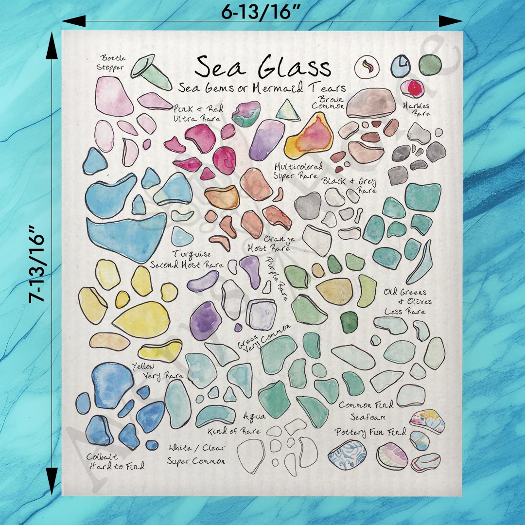 Sea Glass Collector Swedish Dishcloth – Coastal Artist Gift