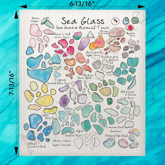 Sea Glass Collector Swedish Dishcloth – Coastal Artist Gift