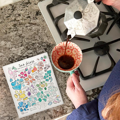 Sea Glass Collector Swedish Dishcloth – Coastal Artist Gift