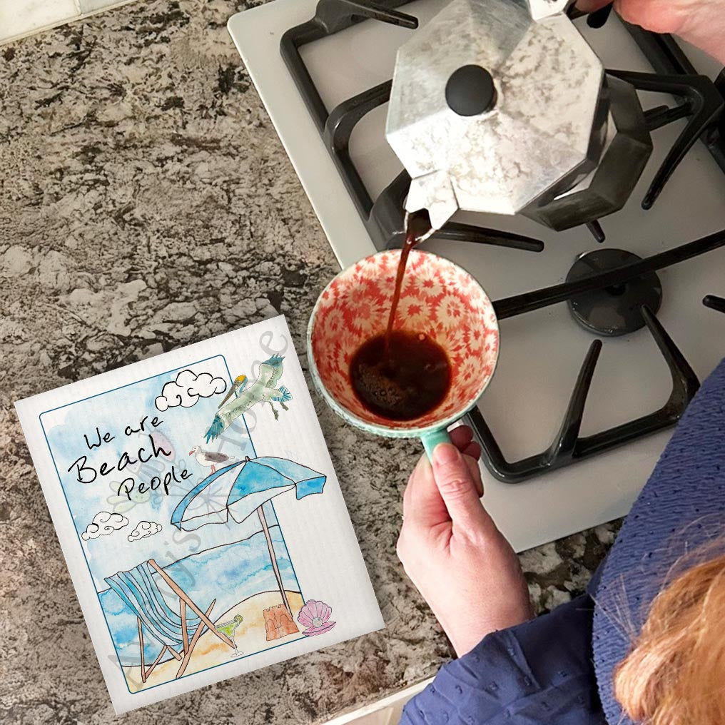 We Are Beach People Swedish Dishcloth – Coastal Saying Gift