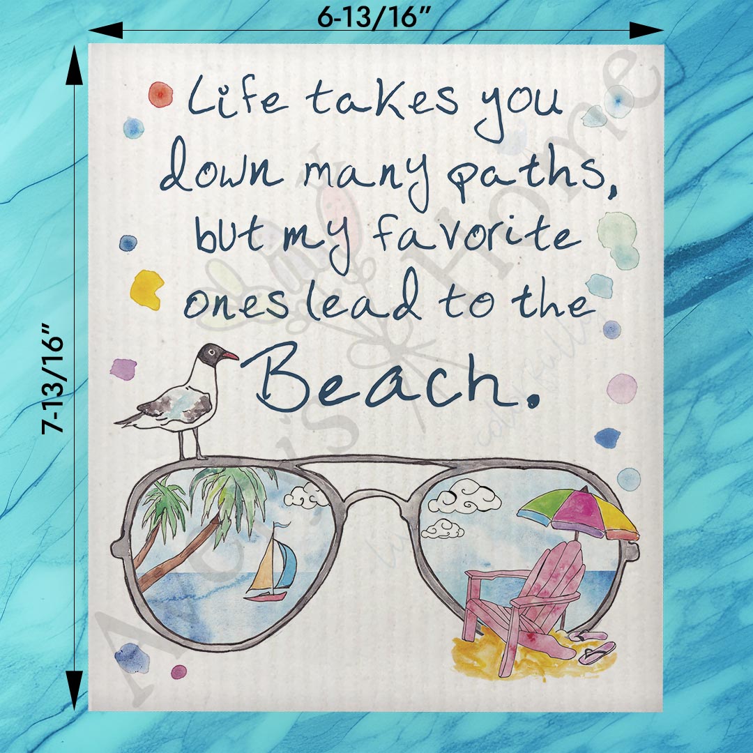 Beach Sunglasses Swedish Dishcloth – Vacation Quote Decor