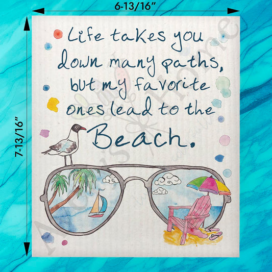 Beach Sunglasses Swedish Dishcloth – Vacation Quote Decor
