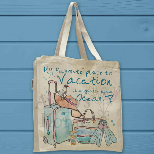 Summer Vacation Organic Cotton Tote Bag – Beach Travel Decor