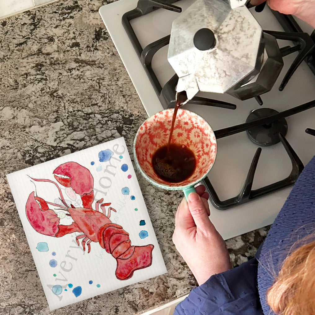 Lobster Swedish Dishcloth – Maine Coastal Kitchen Decor
