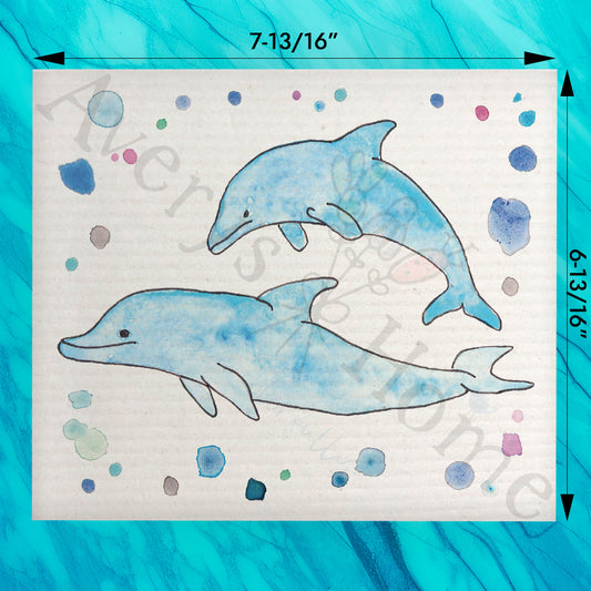 Dolphins Beach Swedish Dishcloth – Coastal Animal Gift