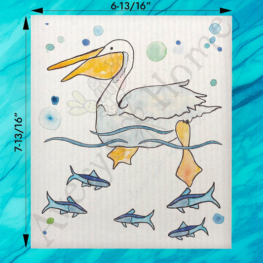 Pelican Swedish Dishcloth – Beach Birdwatcher Gift