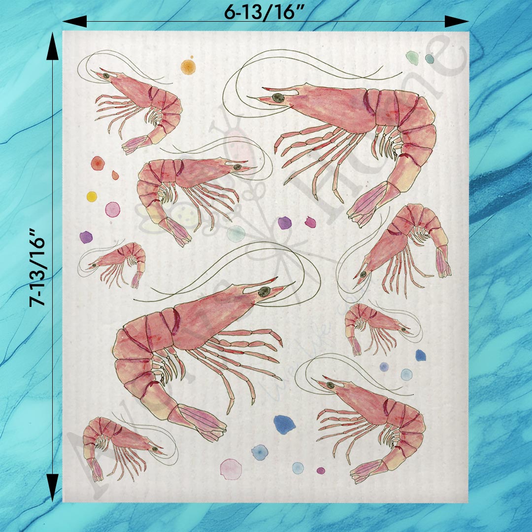 Shrimp Seafood Swedish Dishcloth – Coastal Kitchen Gift