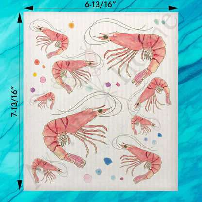 Shrimp Seafood Swedish Dishcloth – Coastal Kitchen Gift