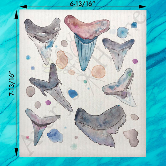 Shark Teeth ID Chart Swedish Dishcloth – Collector Gift