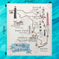 Florida Lighthouse Map & Wildlife Swedish Dishcloth