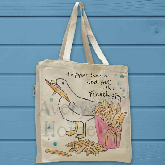 Seagull French Fry Organic Cotton Tote Bag – Funny Beach Quote