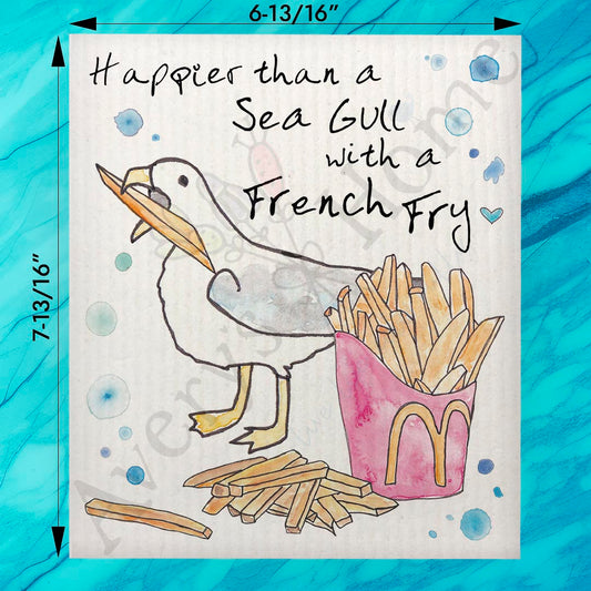 Seagull French Fry Swedish Dishcloth – Funny Beach Quote