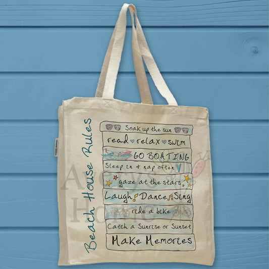 Beach House Rules Organic Cotton Tote Bag