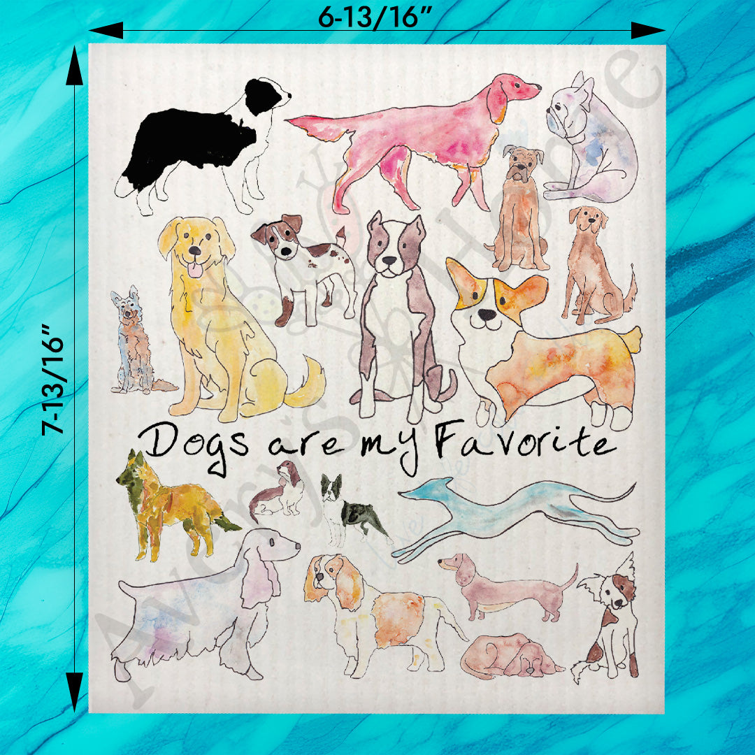Dogs are my Favorite Swedish Dishcloth – Illustrated Kitchen Decor