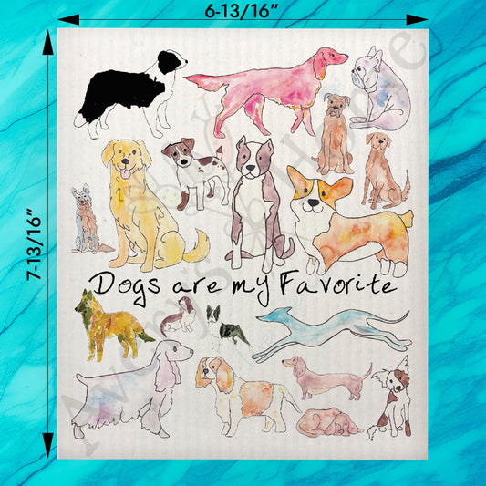 Dogs are my Favorite Swedish Dishcloth – Illustrated Kitchen Decor