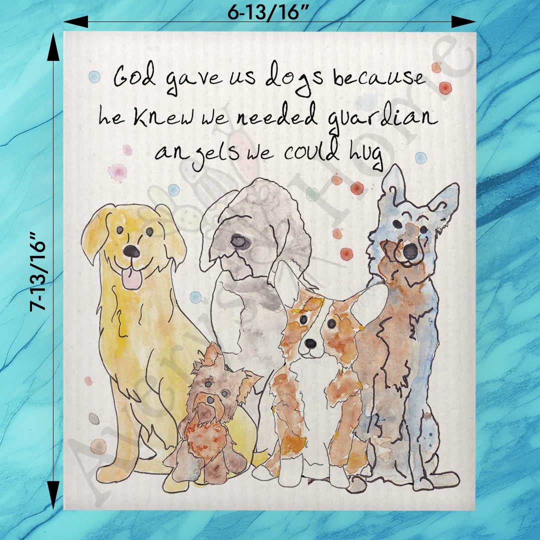 Guardian Angel Dog Swedish Dishcloth – Pet Memorial Gift