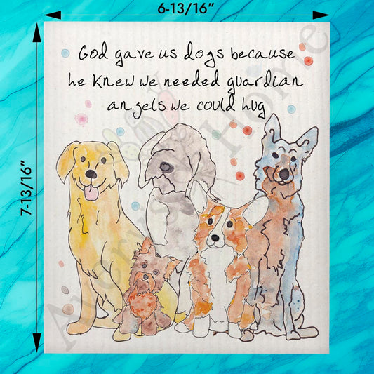 Guardian Angel Dog Swedish Dishcloth – Pet Memorial Gift