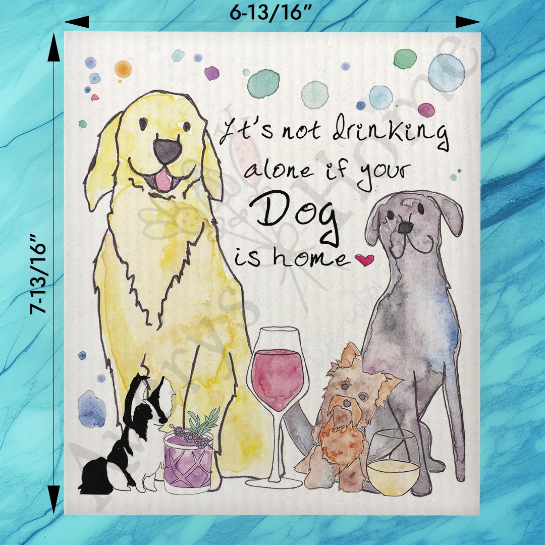 Dog Drinking Buddy Swedish Dishcloth – Funny Bar Decor