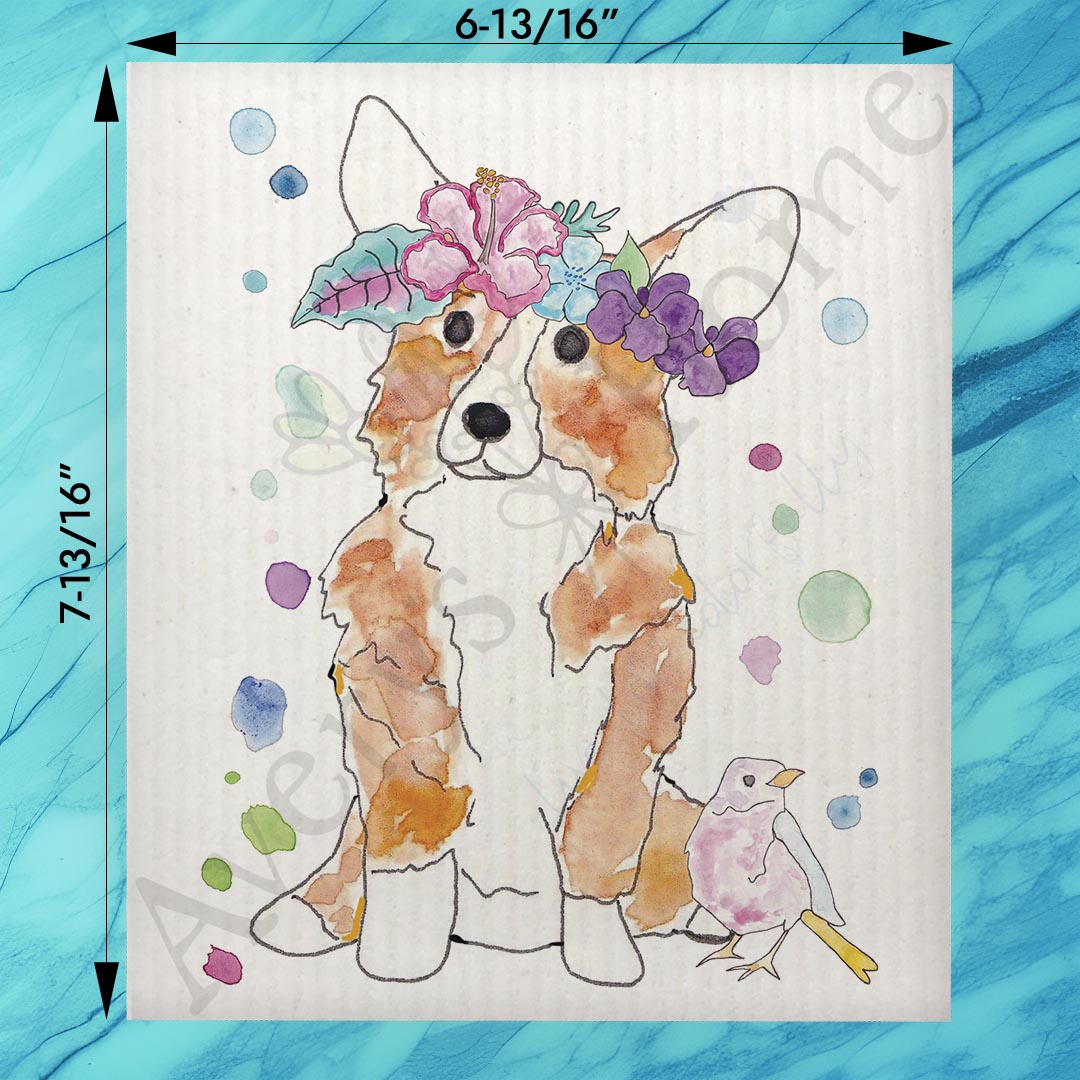 Hello Corgeous Swedish Dishcloth – Summer Dog Lover Gift