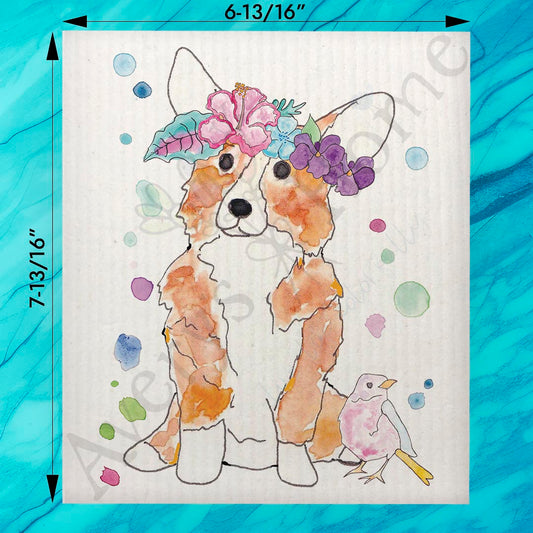 Hello Corgeous Swedish Dishcloth – Summer Dog Lover Gift
