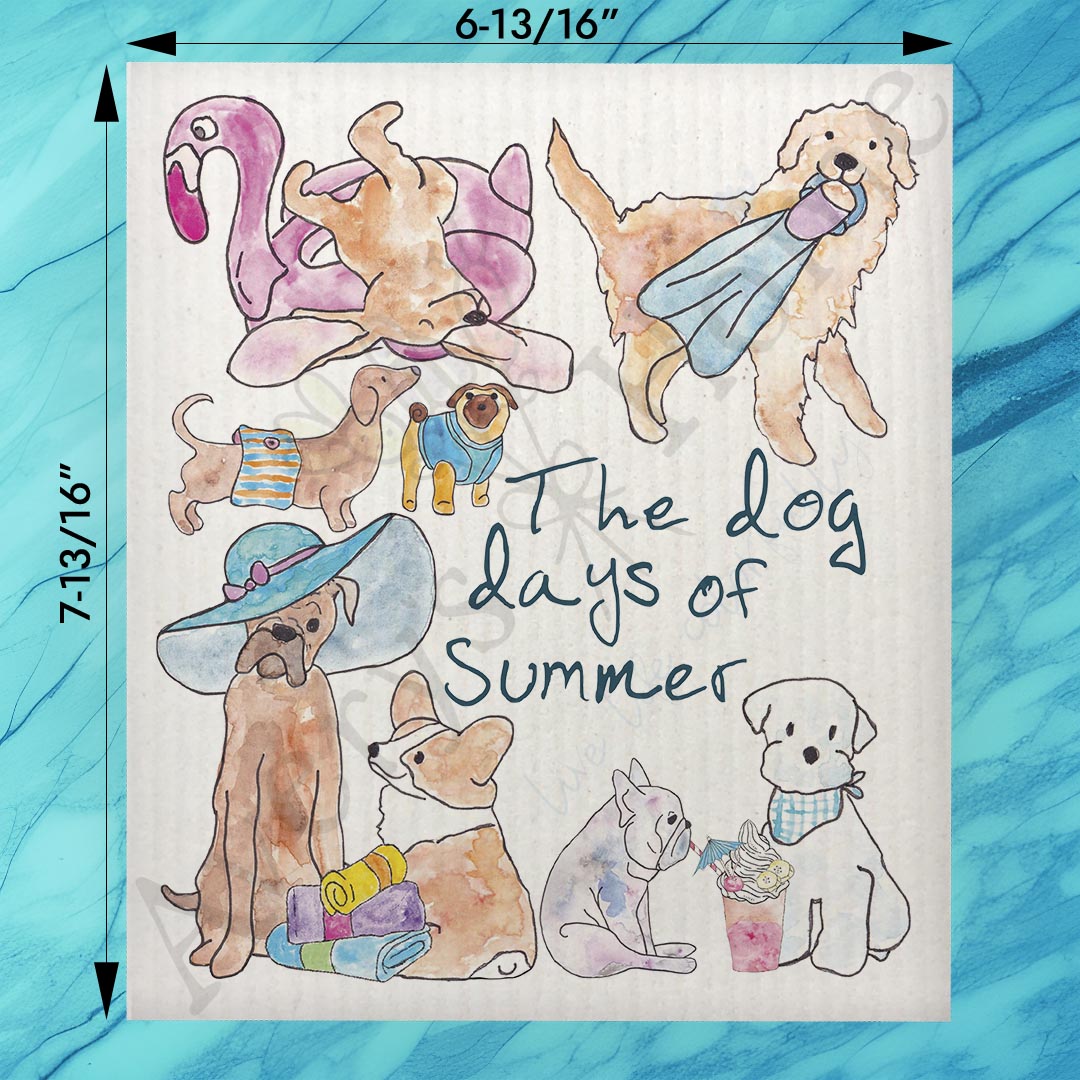 Dog Days of Summer Swedish Dishcloth – Poolside Pet Decor