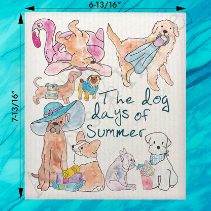 Dog Days of Summer Swedish Dishcloth – Poolside Pet Decor