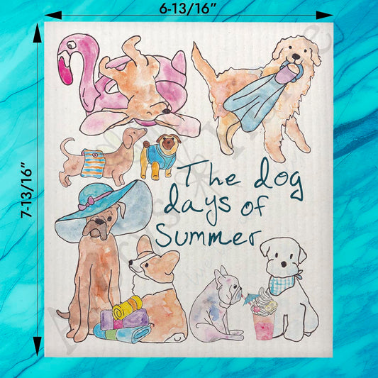 Dog Days of Summer Swedish Dishcloth – Poolside Pet Decor