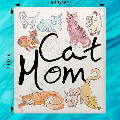 Cat Mom Swedish Dishcloth – Mother's Day Gift for Feline Moms