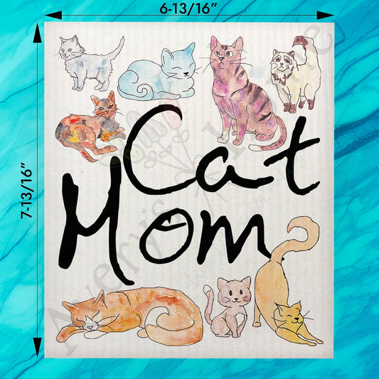 Cat Mom Swedish Dishcloth – Mother's Day Gift for Feline Moms