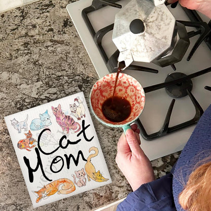Cat Mom Swedish Dishcloth – Mother's Day Gift for Feline Moms