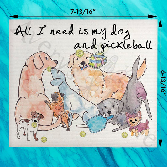 Pickleball Dog Lover Swedish Dishcloth – Sporty Pet Gift