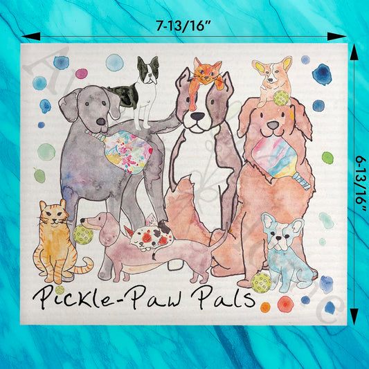 Pickleball Pals Swedish Dishcloth – Funny Dog & Cat Gift