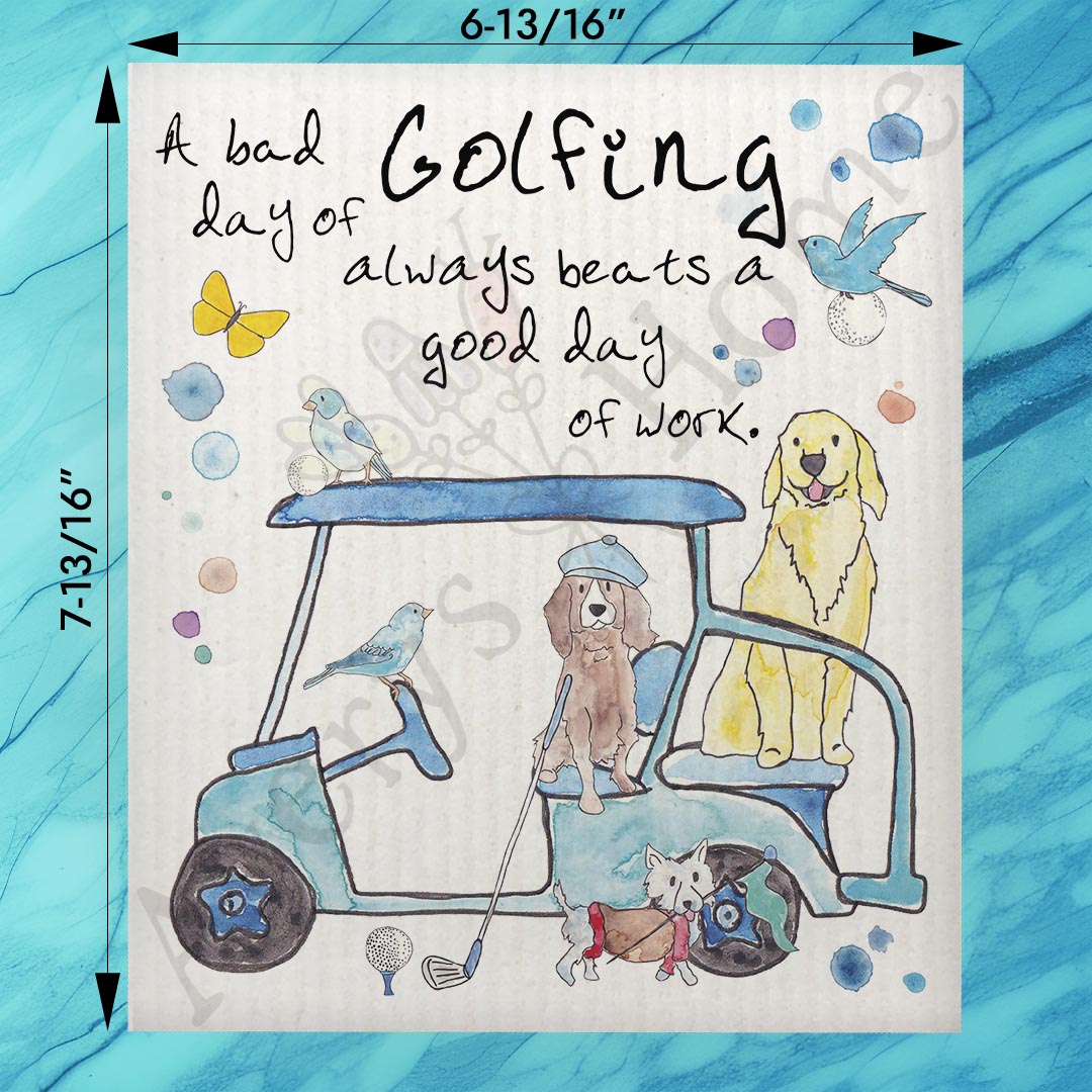 A Bad Golfing Beats a Good Day at Work Dog Swedish Dishcloth