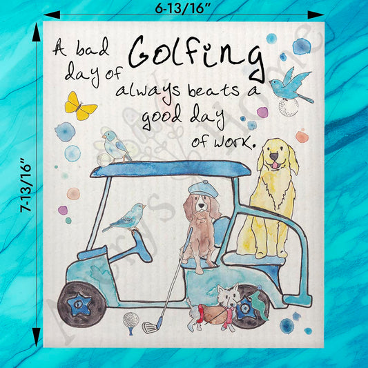 A Bad Golfing Beats a Good Day at Work Dog Swedish Dishcloth
