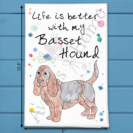 Basset Hound Kitchen Decor Tea Towel