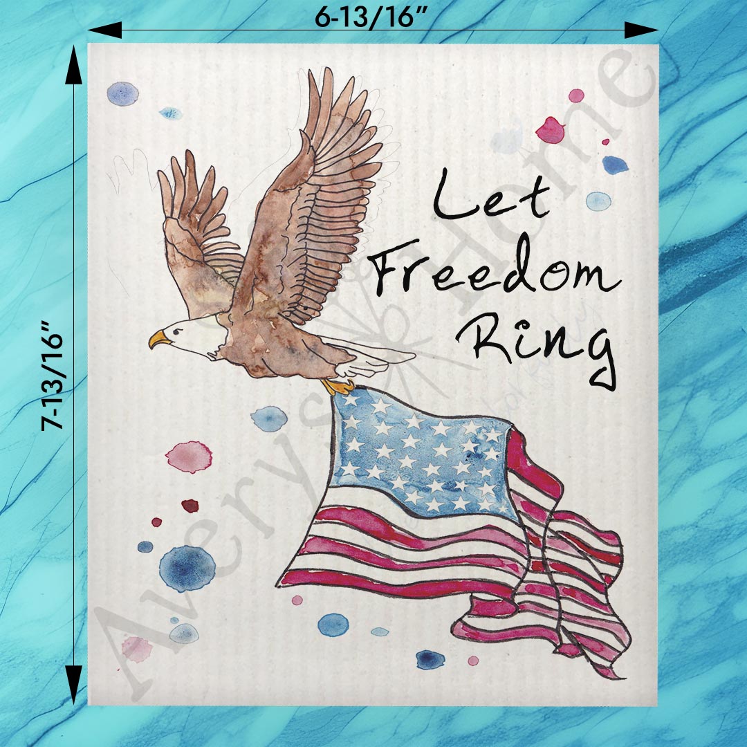 Let Freedom Ring Swedish Dishcloth – Patriotic Holiday Decor