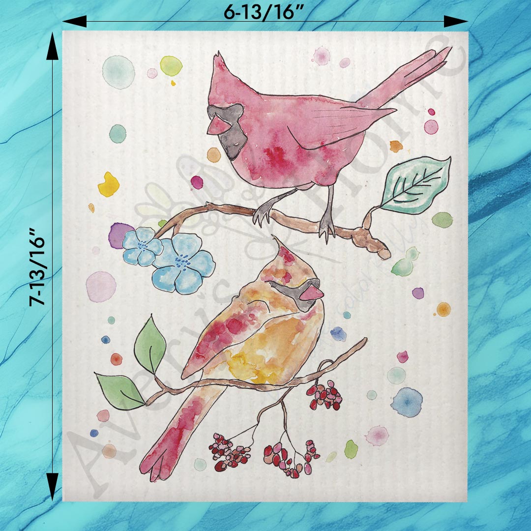 Spring Cardinal Swedish Dishcloth – Nature Decor Gift