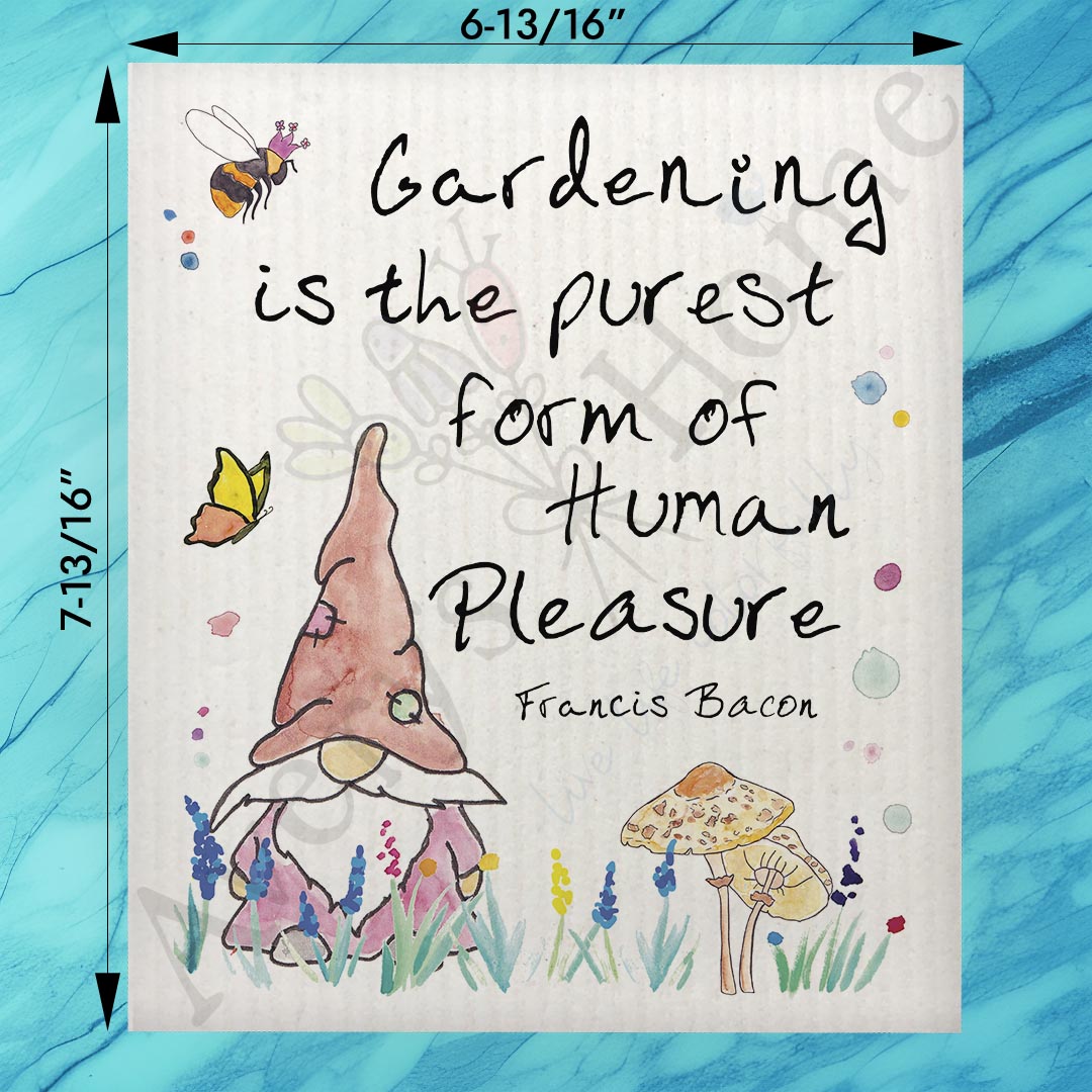 Gardening Gnome Quote Swedish Dishcloth – Spring Flower Gift
