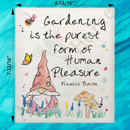 Gardening Gnome Quote Swedish Dishcloth – Spring Flower Gift