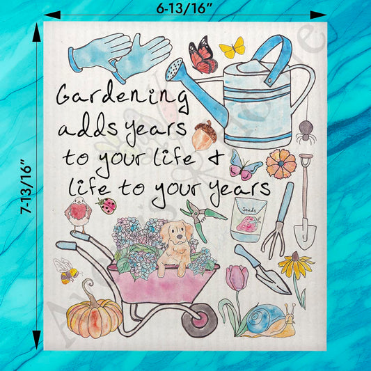 Gardening Adds Years Swedish Dishcloth – Sentimental Garden Gift