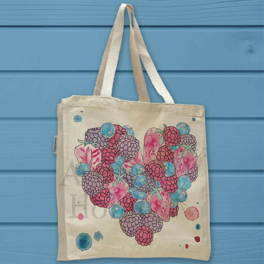 Berry Heart Organic Cotton Tote Bag – Summer Love Garden Decor