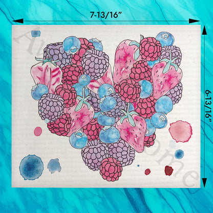 Berry Heart Swedish Dishcloth – Summer Love Garden Decor