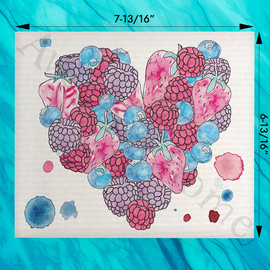 Berry Heart Swedish Dishcloth – Summer Love Garden Decor